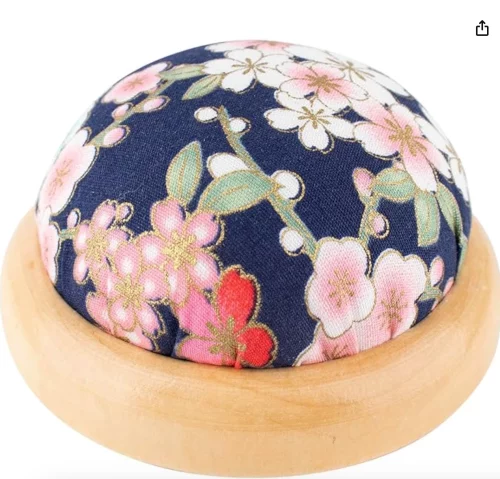 Rolybag Pin Cushion, Wooden Base Needle Pincushions Japanese Style Round Pin Cushion for Sewing Needle Holders or DIY Crafts