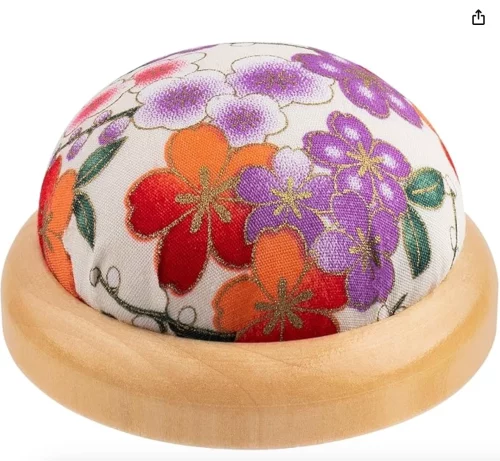 Rolybag Pin Cushion, Wooden Base Needle Pincushions Japanese Style Round Pin Cushion for Sewing Needle Holders or DIY Crafts