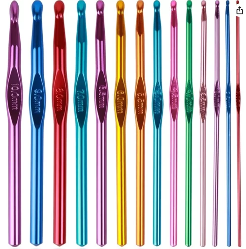Crochet Hooks Set, Aluminum Handle Knitting Needles for Arthritic Hands, Crochet Needles for Yarn Craft, Nice Gift for Women
