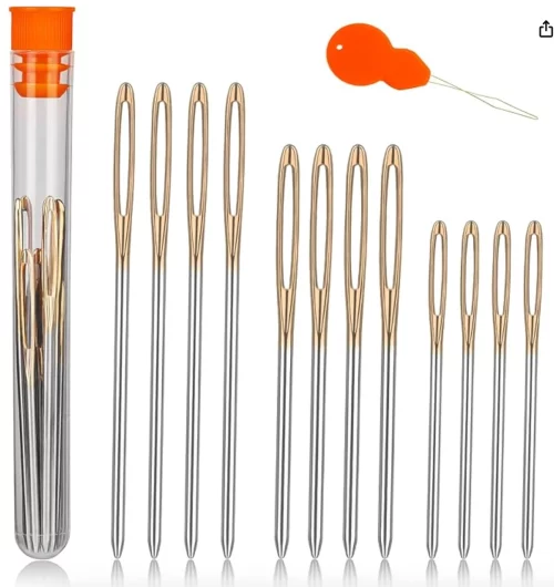 12 Pcs/3 Sizes Large-Eye Blunt Needles, Steel Yarn Needle, Tapestry Needle for Sewing Crochet Knitting Embroidery (Gold 2,08in/2,36in/2,76in)