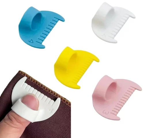 4Pcs Edge Stitch Lock & Sewing Gauge,Sewing Needle Gauge Measuring Tool,Mini Sewing Finger Ruler for Even Stitches,Quilting Stitching Aids for Beginners,DIY Stitching kit Tool,4MM&4Colours