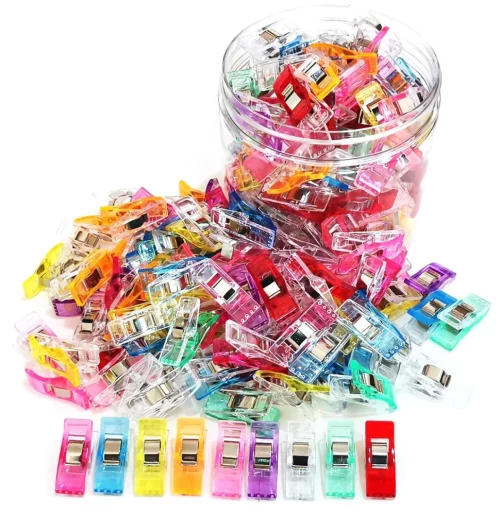Multipurpose Sewing Clips, 100 Pcs Premium Plastic Fabric Clips Supplies, Perfect Alternative Sewing and Quilting Pins, Fit Any Chip, Bag Binding for Food, Assorted Colors