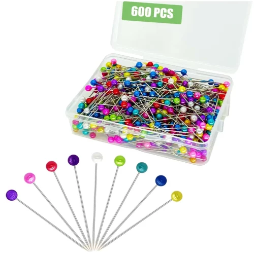 600PCS Sewing Pins Straight Pin for Fabric, Pearlized Ball Head Quilting Pins Long 1,5inch, Multicolor Corsage Stick Pin for Dressmaker, Jewelry DIY Decoration, Craft and Sewing Project